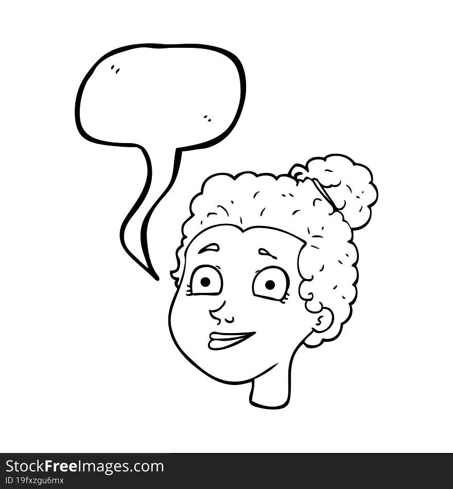 Speech Bubble Cartoon Female Face