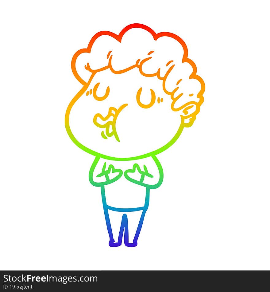 Rainbow Gradient Line Drawing Cartoon Man Singing