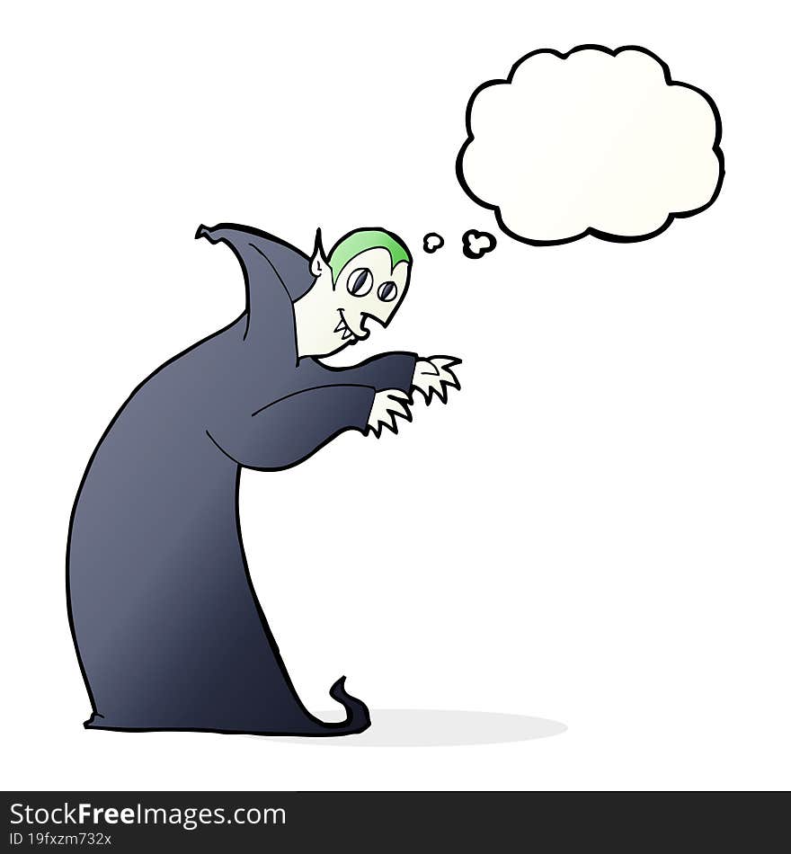 Cartoon Spooky Vampire With Thought Bubble