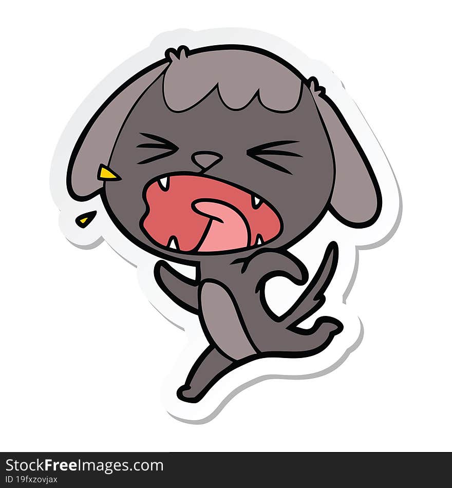 Sticker Of A Cute Cartoon Dog Barking