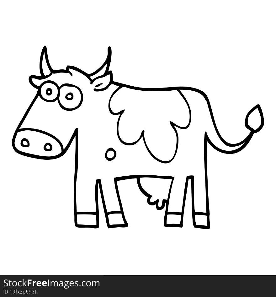 line drawing cartoon farm cow