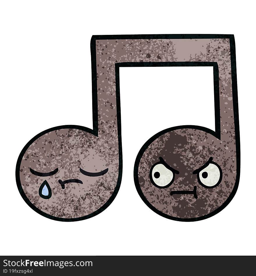 Retro Grunge Texture Cartoon Musical Note