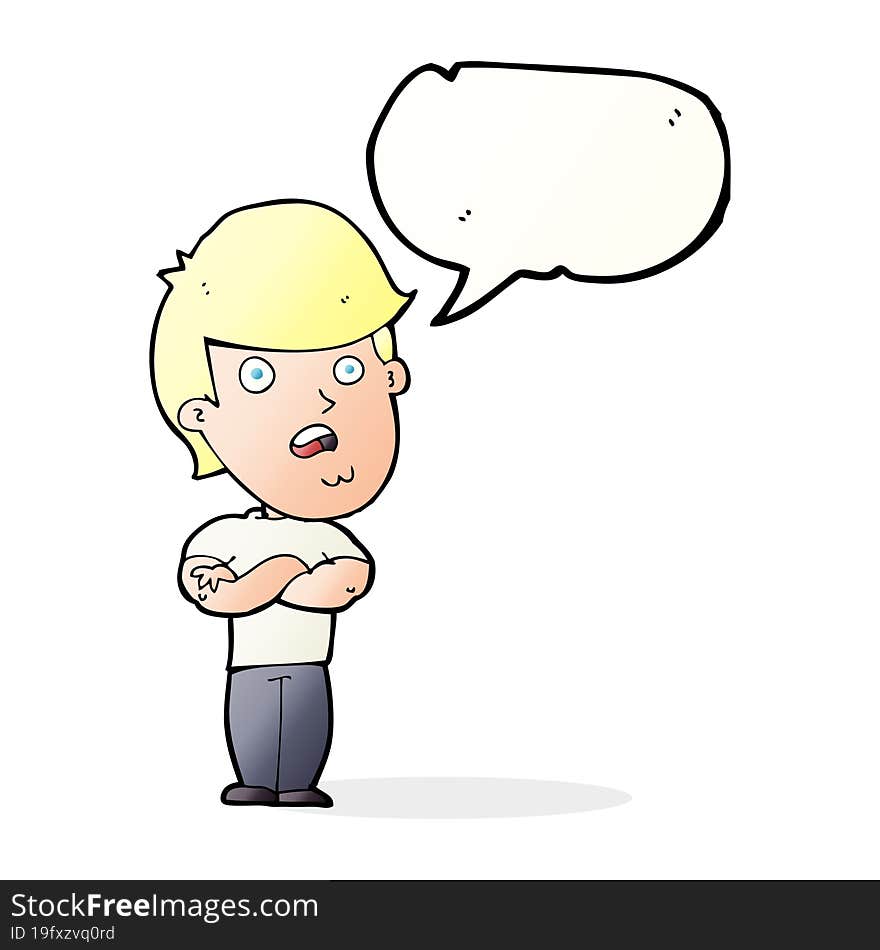 cartoon disappointed man with speech bubble