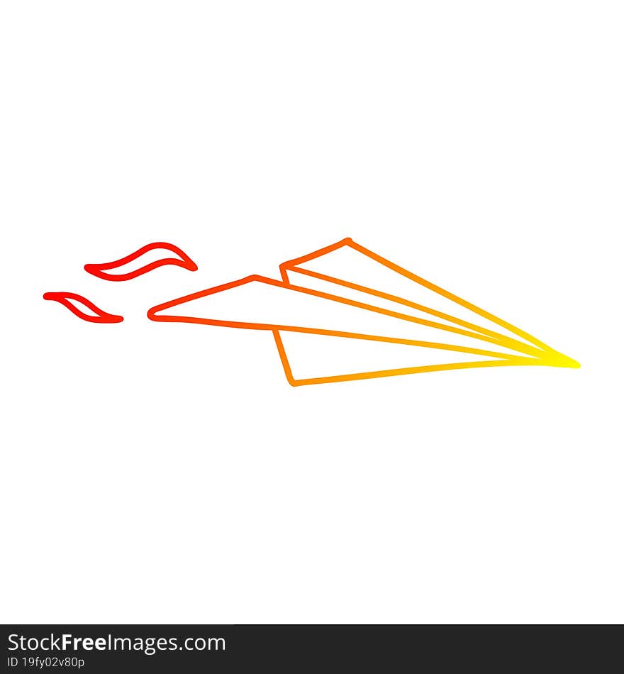 warm gradient line drawing cartoon paper airplane