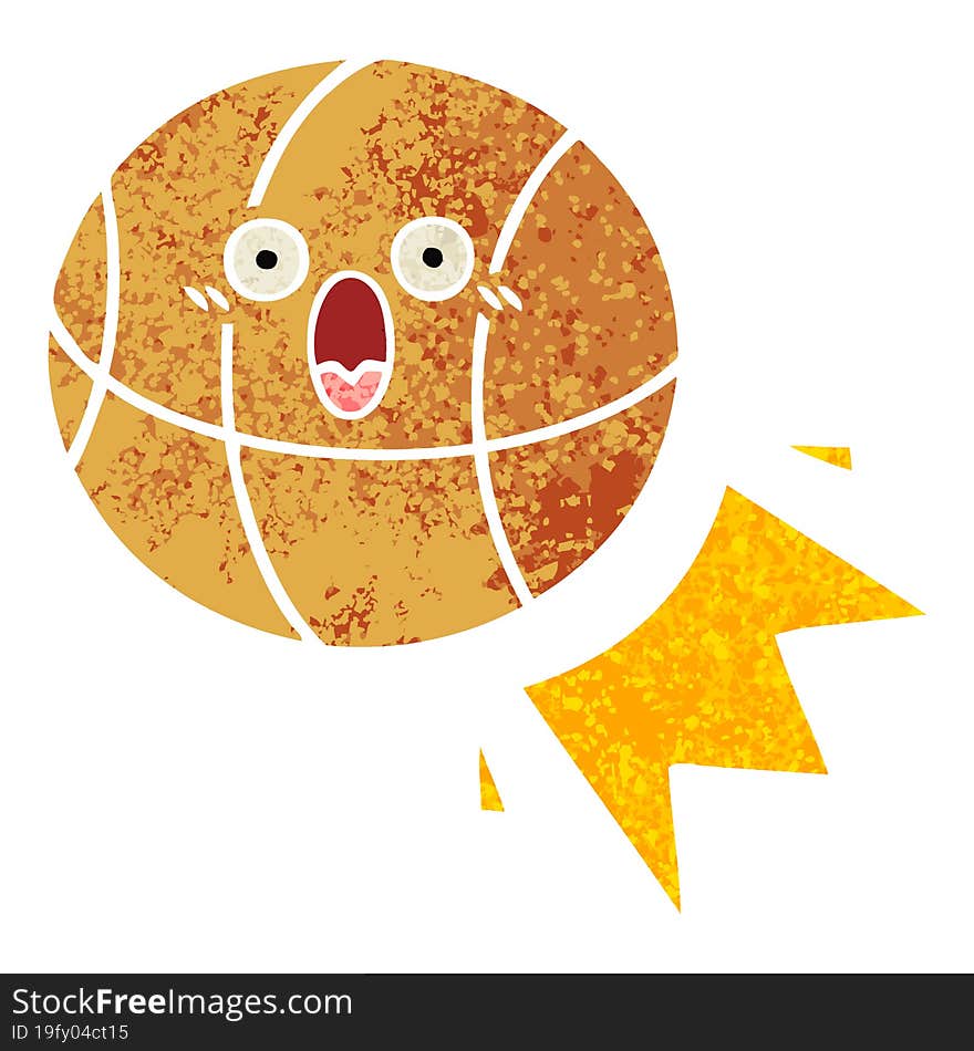 retro illustration style cartoon of a basketball