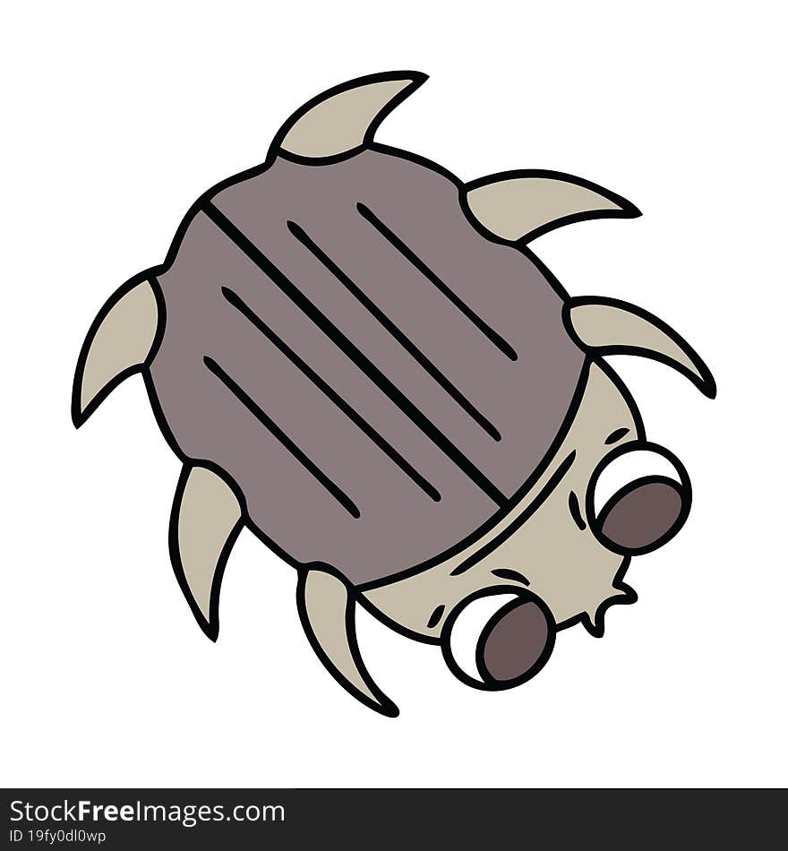 Quirky Hand Drawn Cartoon Beetle