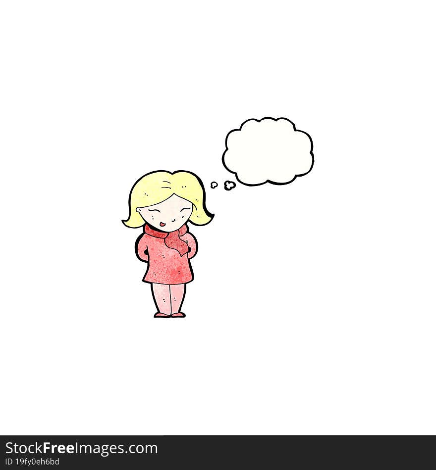 Cartoon Blond Woman With Thought Bubble