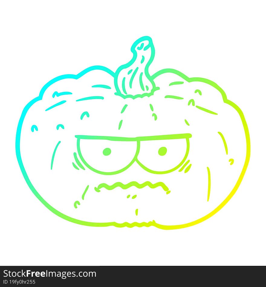 cold gradient line drawing cartoon pumpkin