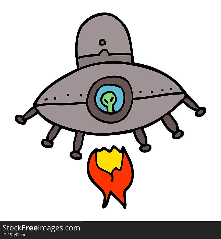 Cartoon Doodle Alien Spaceship