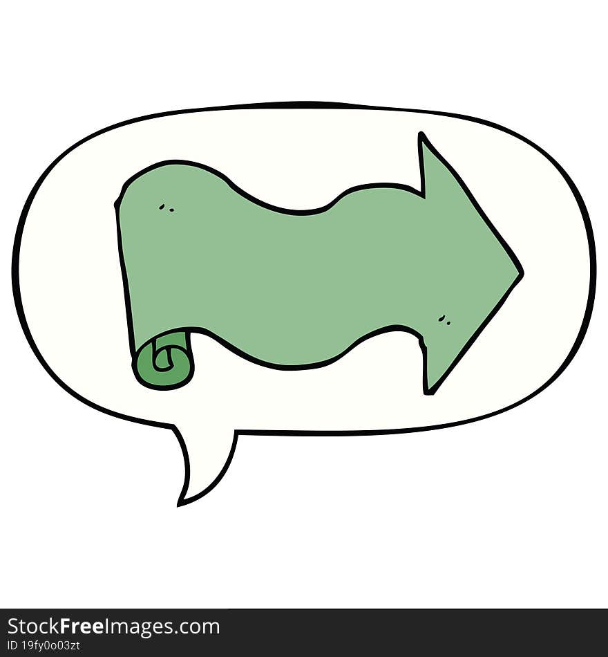 cartoon arrow and speech bubble