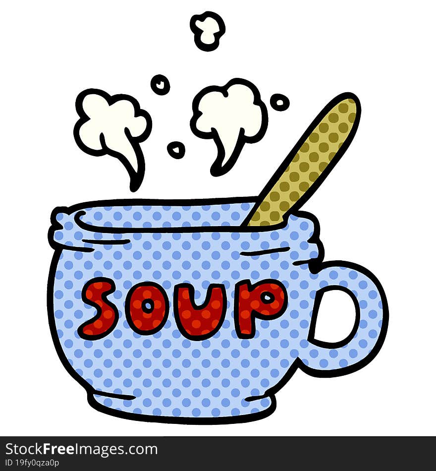 cartoon doodle of hot soup