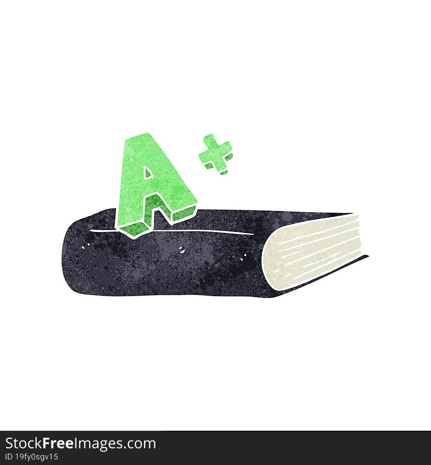 Retro Cartoon A Grade Symbol And Book