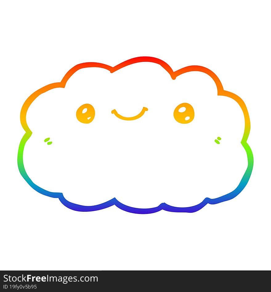 rainbow gradient line drawing cartoon cloud