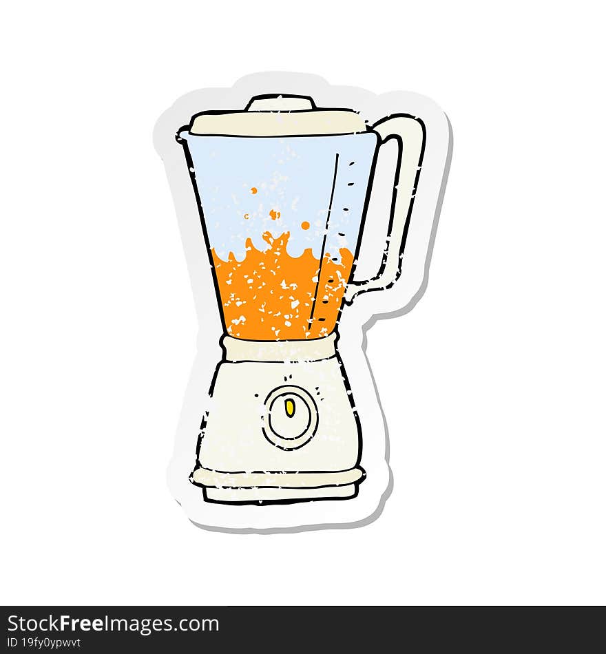 retro distressed sticker of a cartoon juice blender