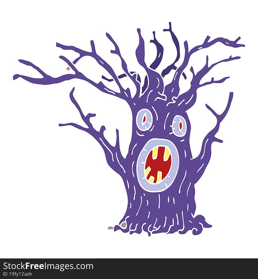 cartoon doodle spooky tree