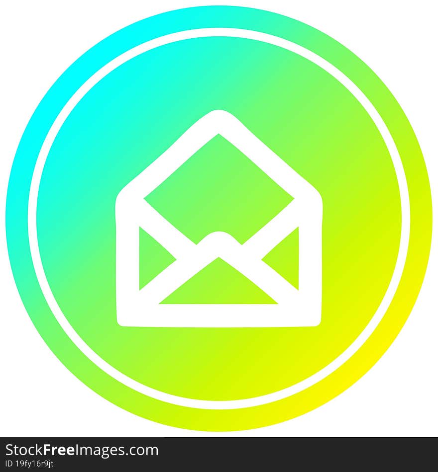 envelope letter circular in cold gradient spectrum