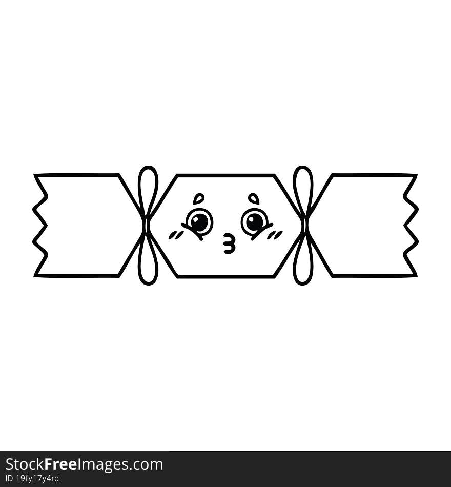 line drawing cartoon of a christmas cracker