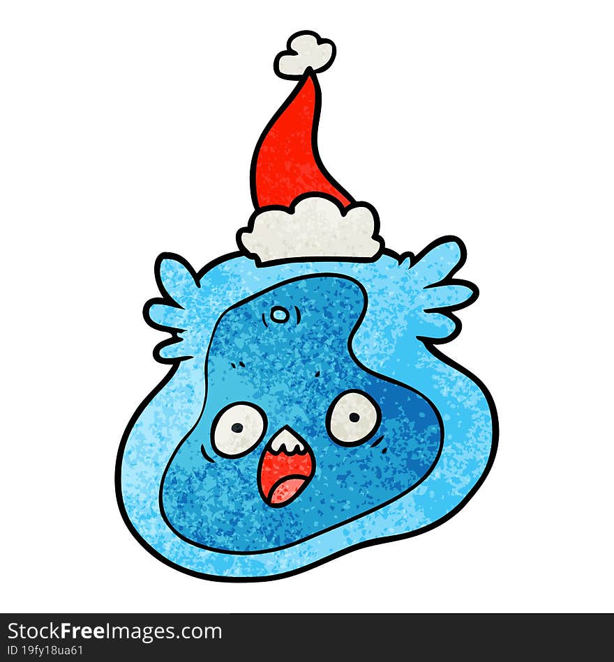 Textured Cartoon Of A Germ Wearing Santa Hat