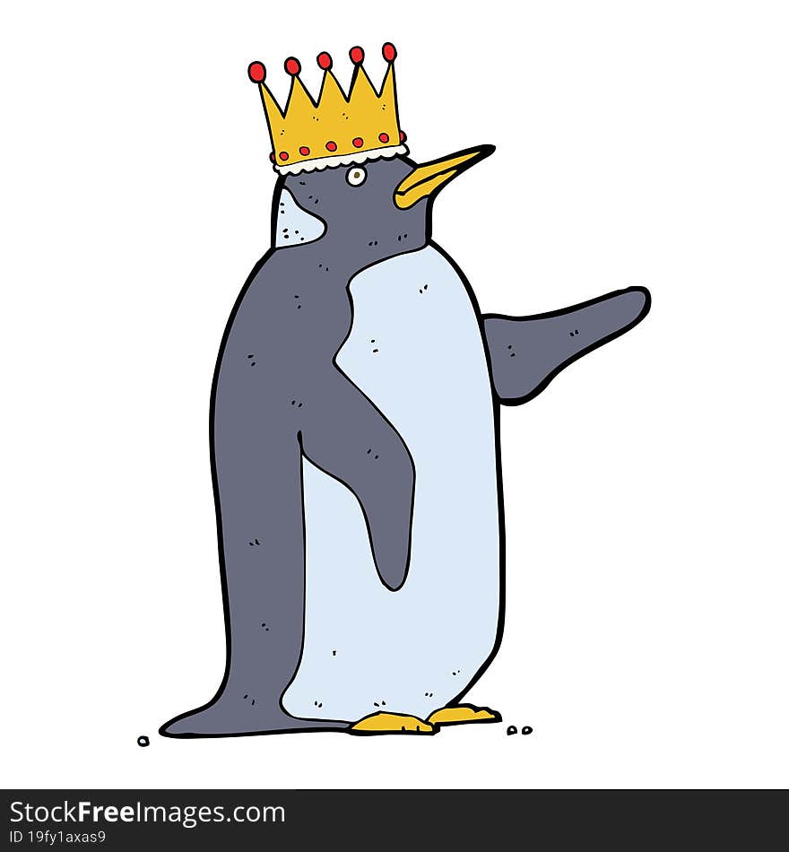 cartoon penguin wearing crown