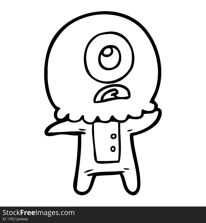 cartoon cyclops alien spaceman. cartoon cyclops alien spaceman