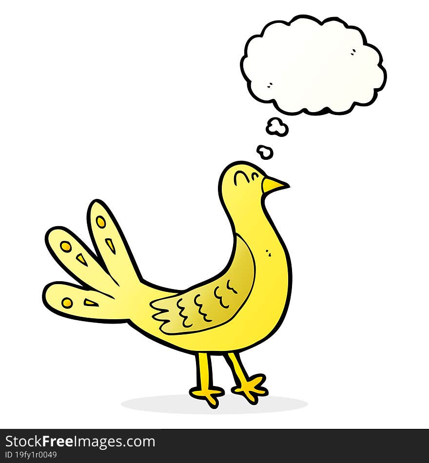 cartoon bird with thought bubble