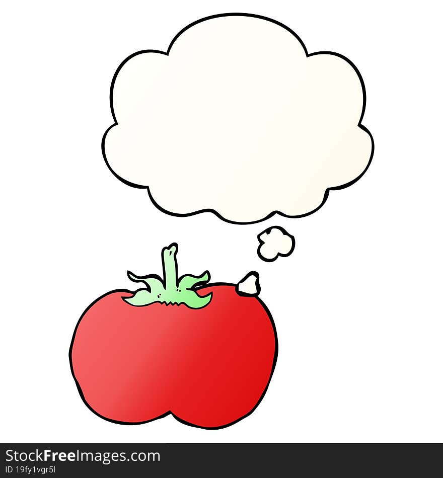 Cartoon Tomato And Thought Bubble In Smooth Gradient Style