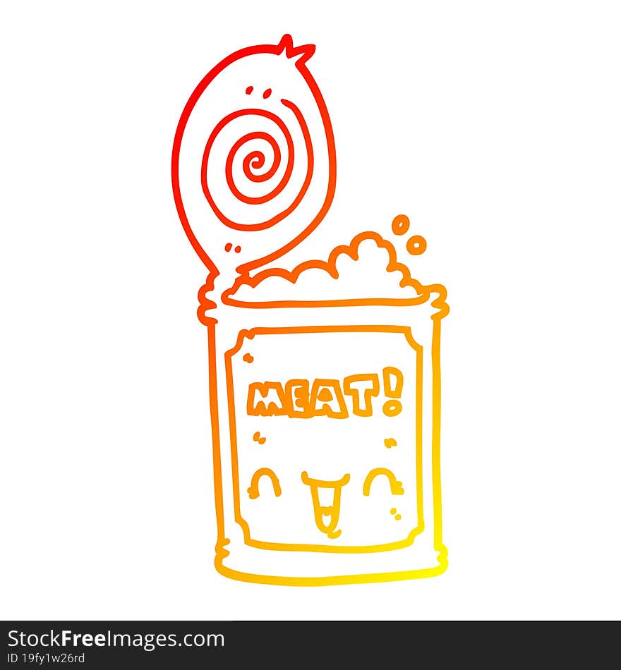 Warm Gradient Line Drawing Cartoon Canned Meat