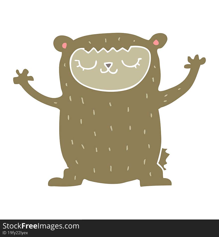 cute flat color style cartoon bear