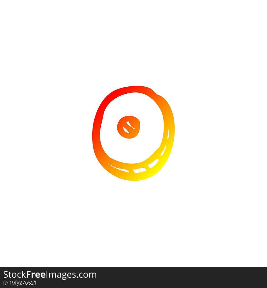 warm gradient line drawing of a cartoon letter o