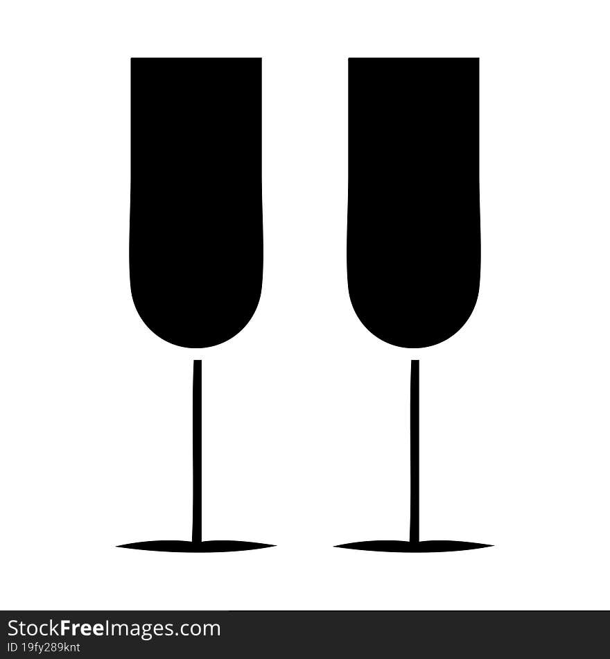 flat symbol of a champagne flutes. flat symbol of a champagne flutes