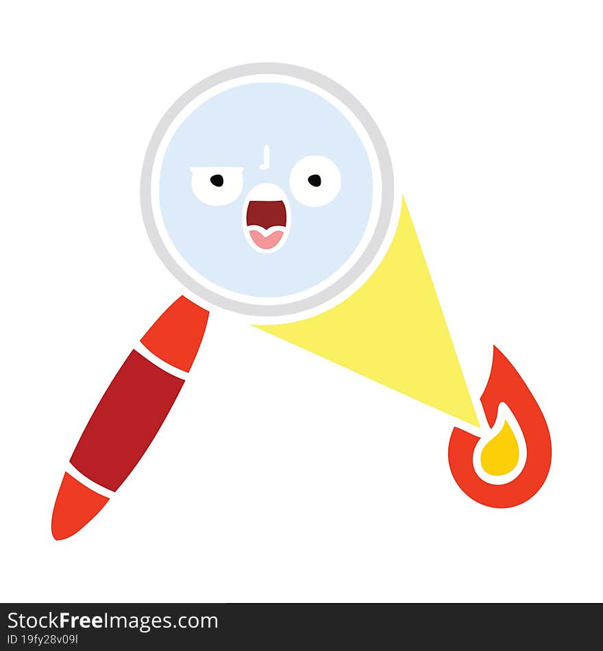 flat color retro cartoon magnifying glass