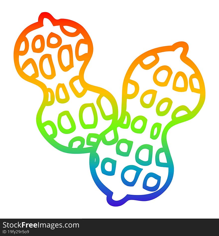 Rainbow Gradient Line Drawing Cartoon Peanut