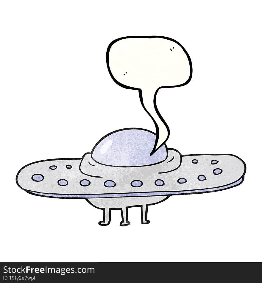 speech bubble textured cartoon flying saucer