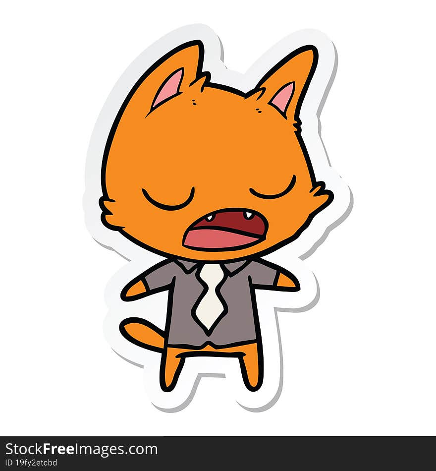 sticker of a talking cat boss