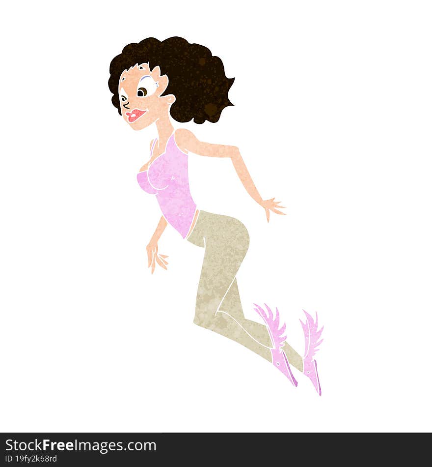 cartoon flying woman