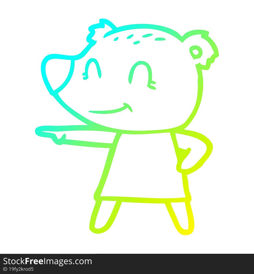 Cold Gradient Line Drawing Female Bear Cartoon