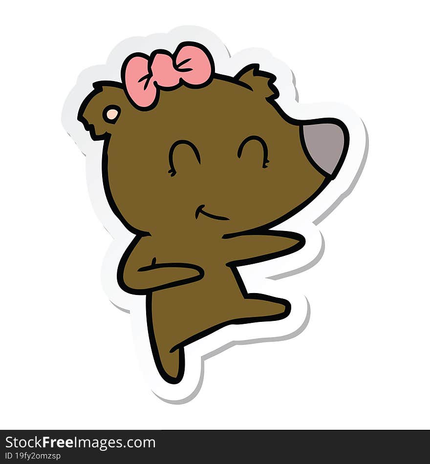 sticker of a female bear cartoon