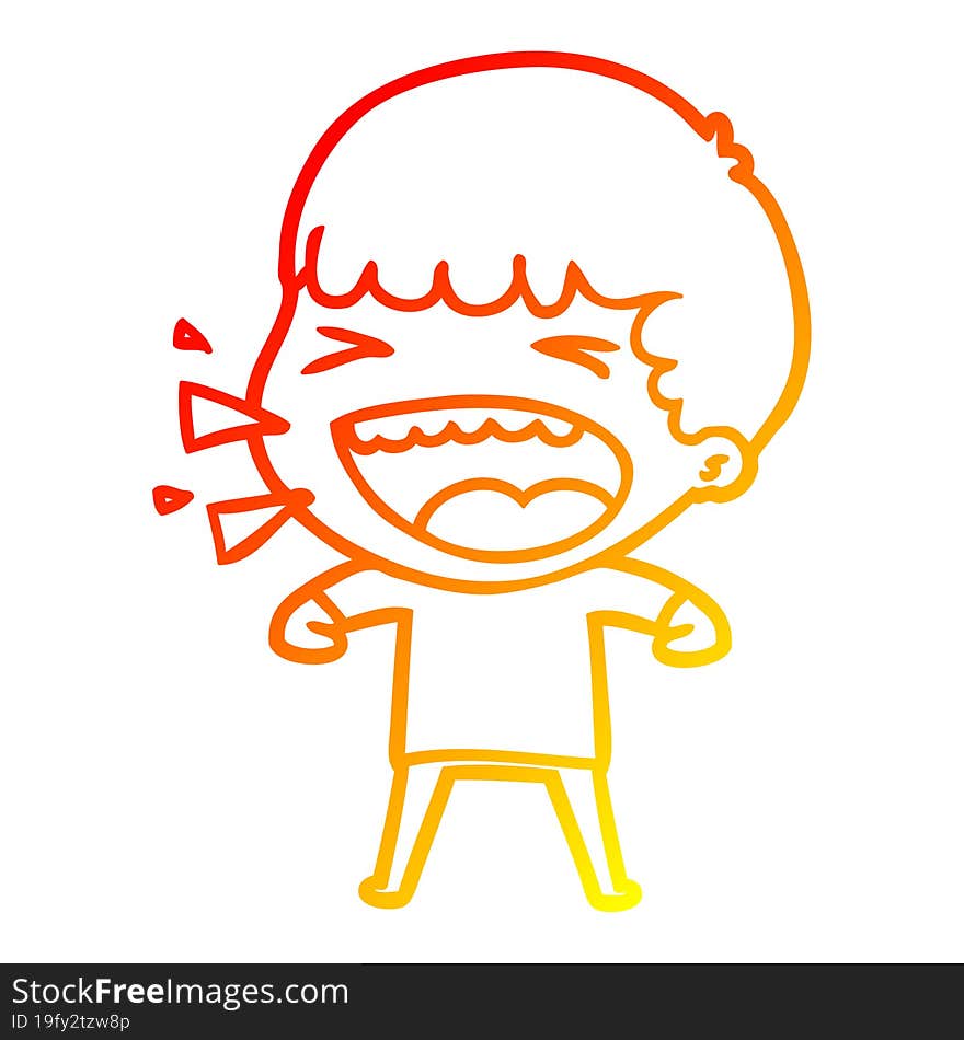 warm gradient line drawing of a cartoon laughing man