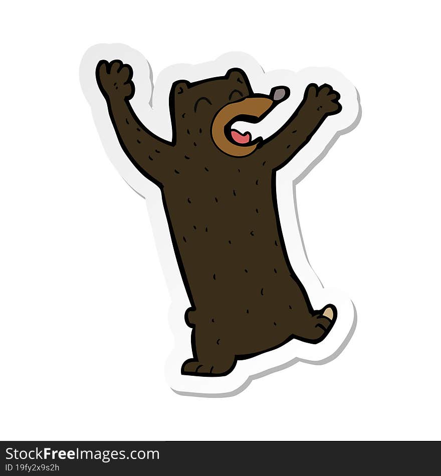 Sticker Of A Cartoon Black Bear