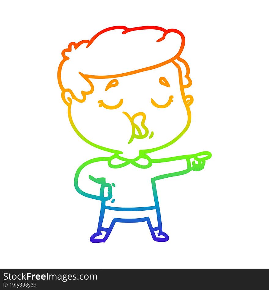 rainbow gradient line drawing of a cartoon man talking