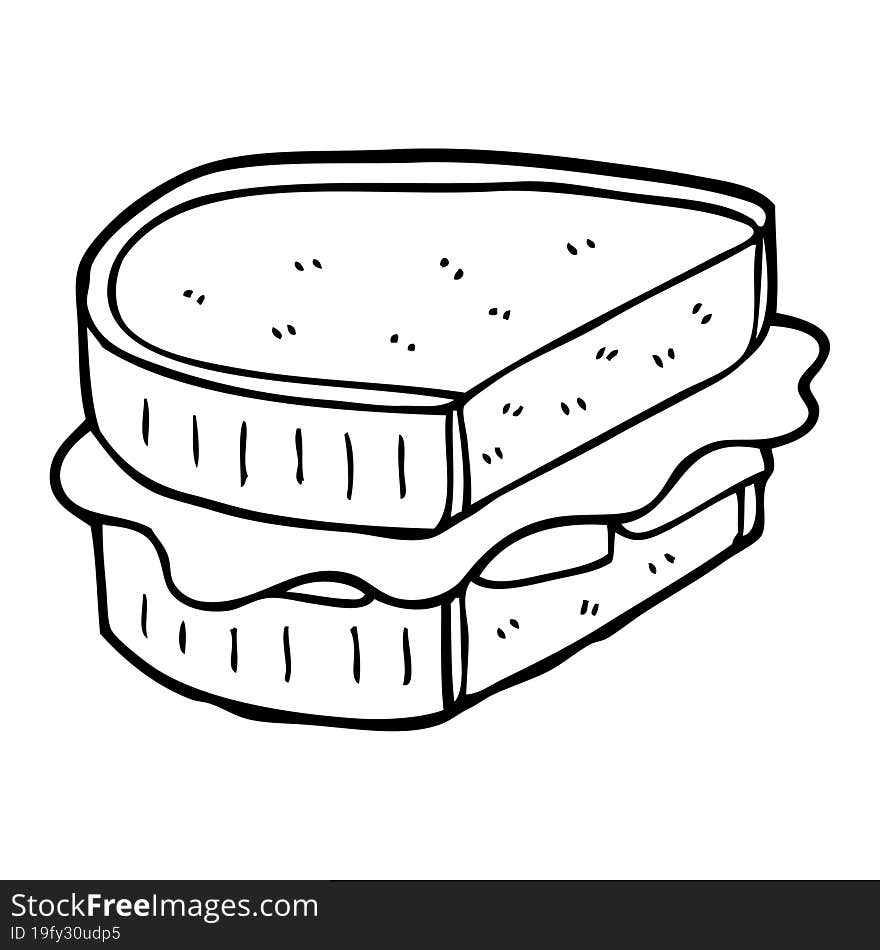 line drawing cartoon toasted sandwich