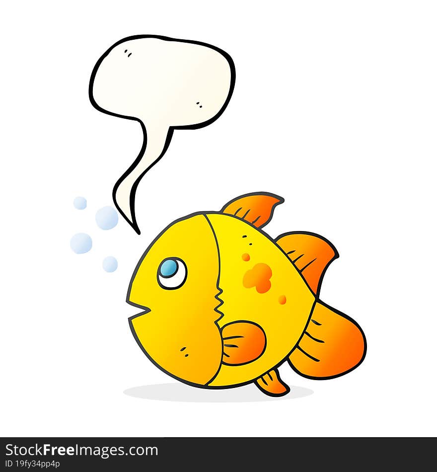 freehand drawn speech bubble cartoon fish