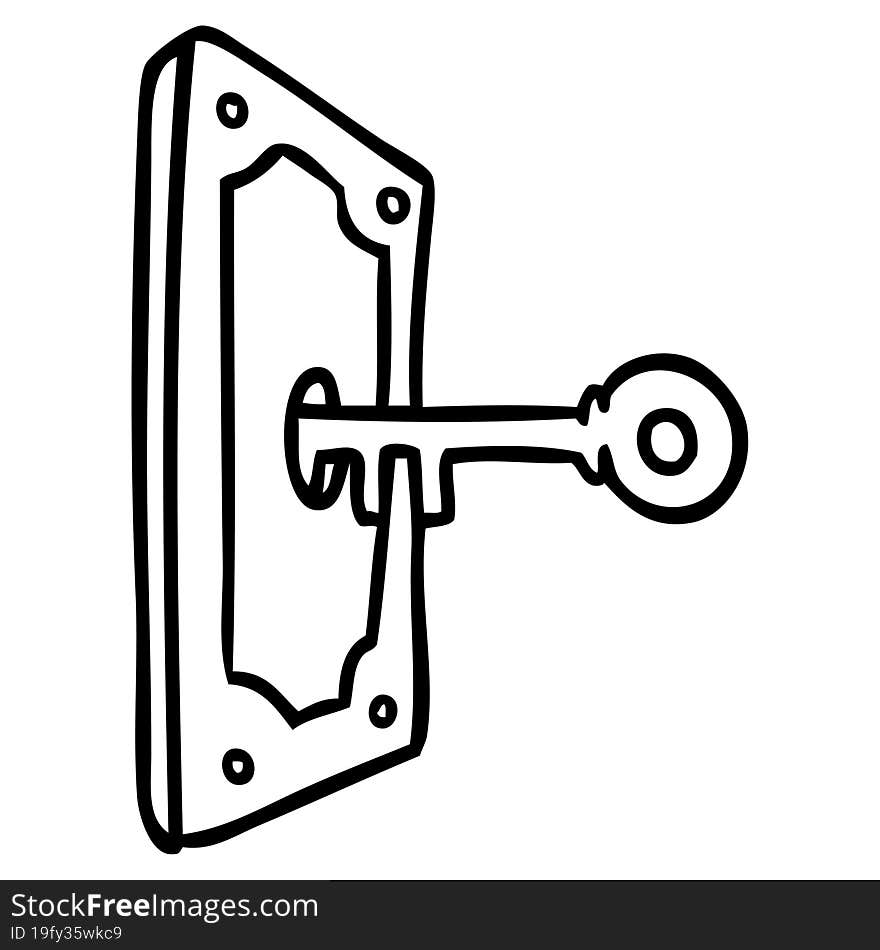 hand drawn line drawing doodle of a door handle