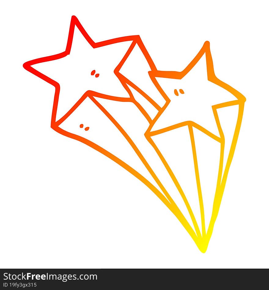 Warm Gradient Line Drawing Cartoon Shooting Stars