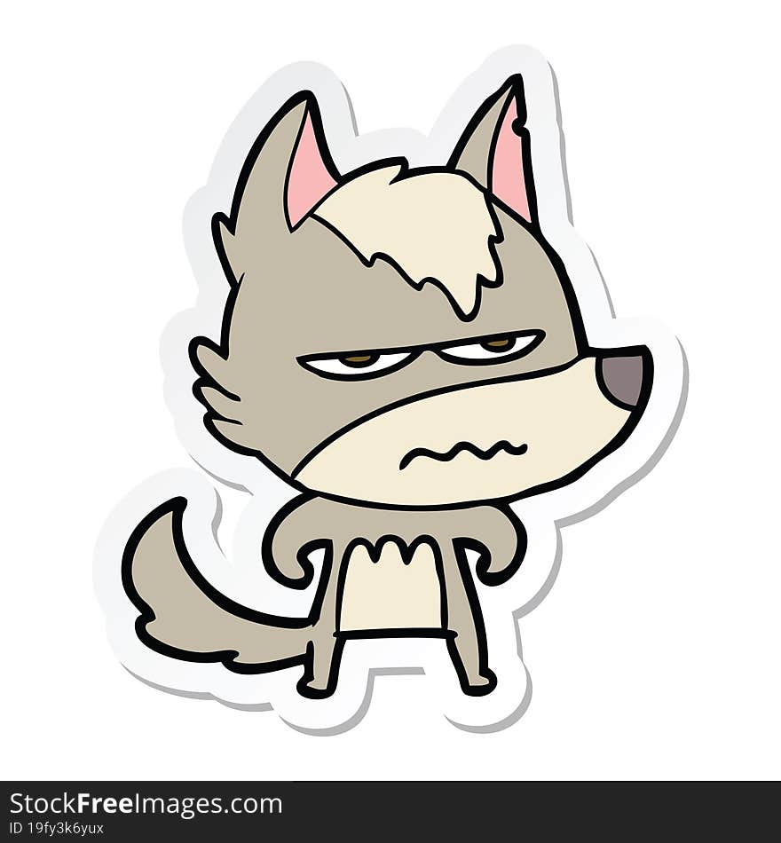 sticker of a cartoon annoyed wolf