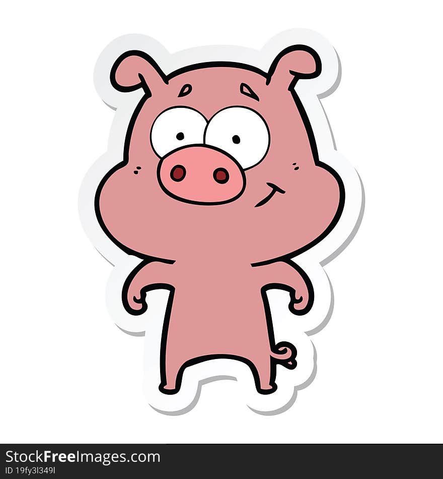 sticker of a happy cartoon pig