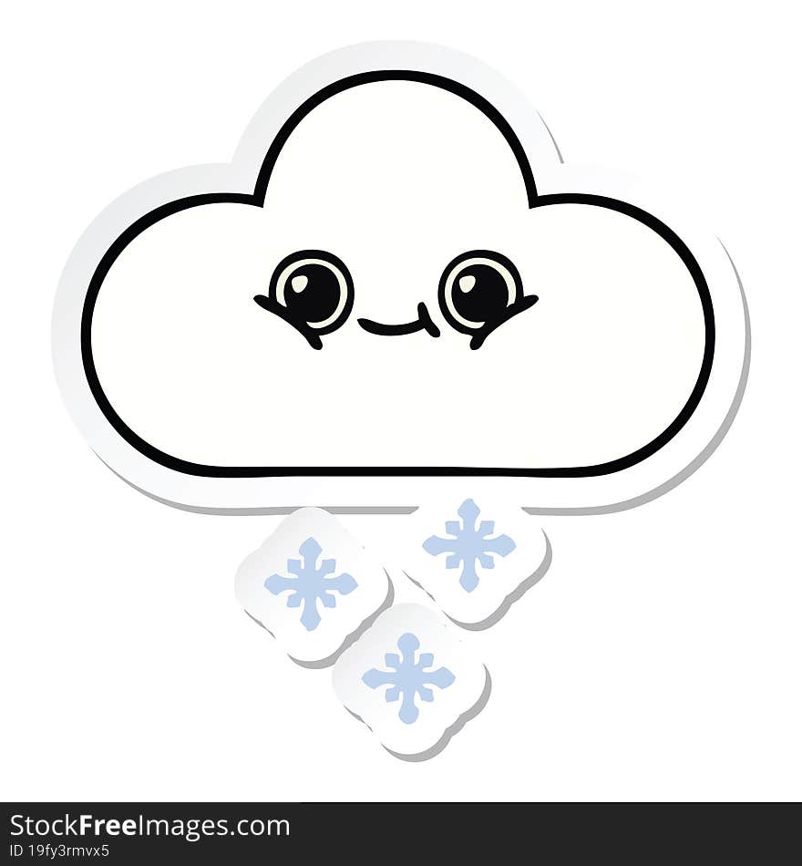 Sticker Of A Cute Cartoon Snow Cloud