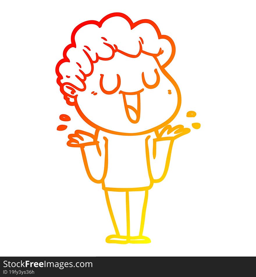 warm gradient line drawing laughing cartoon man