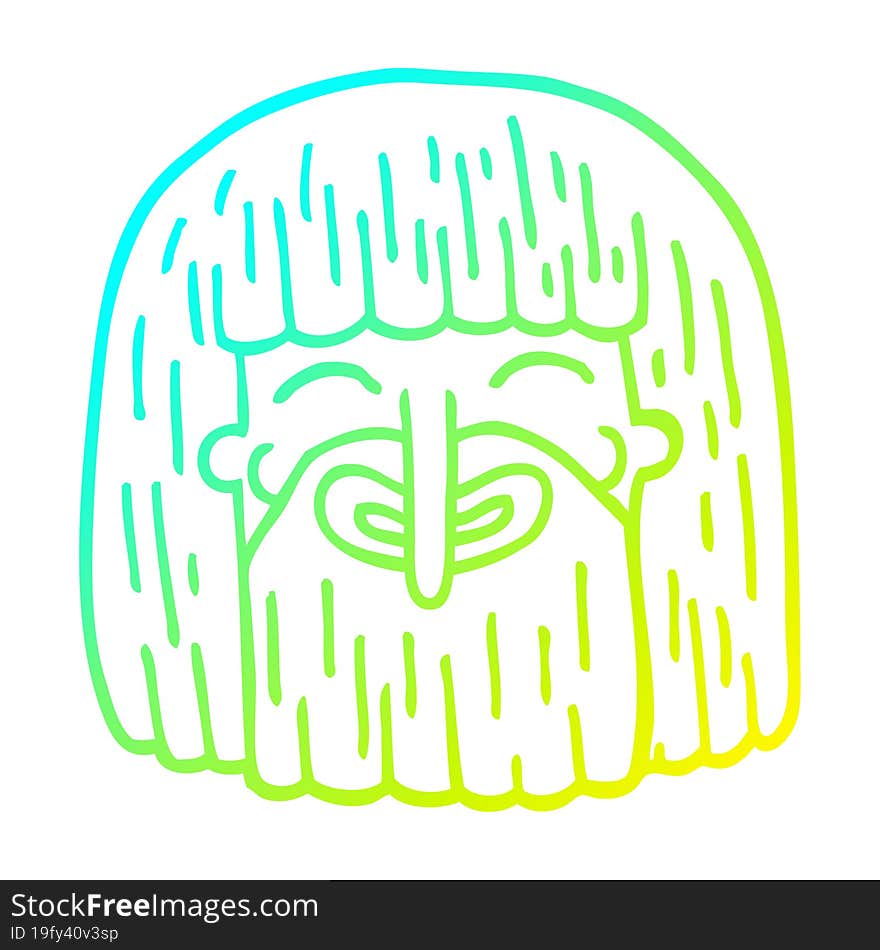 cold gradient line drawing of a cartoon bearded man