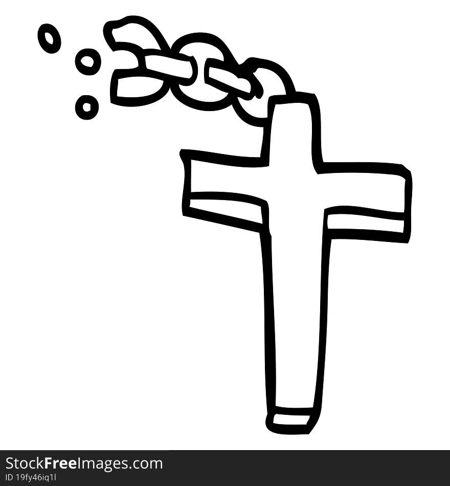 line drawing cartoon silver cross